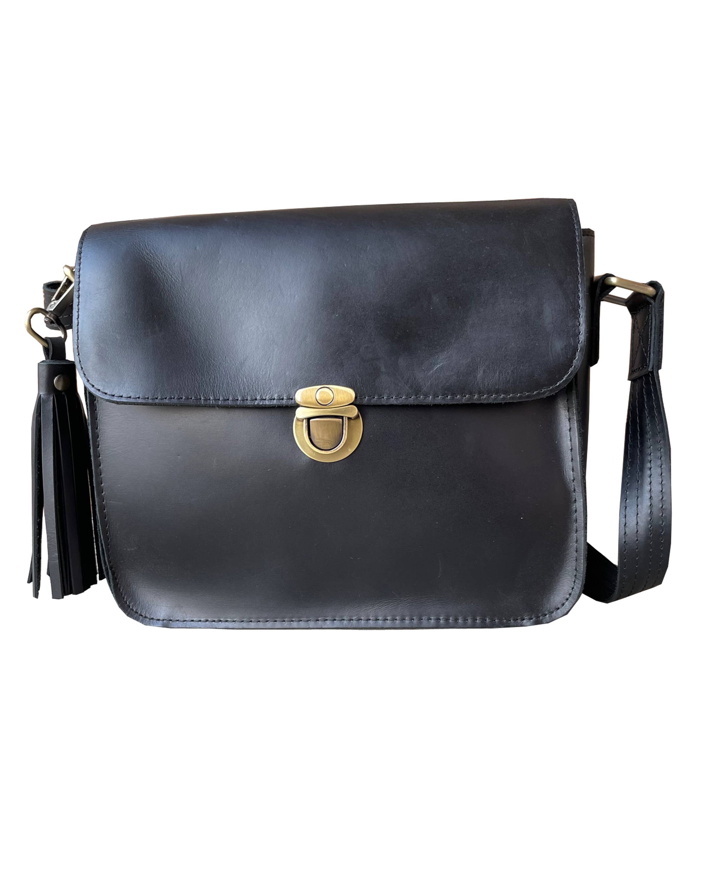 Roma Leathers, Inc. - Wholesale Crossbody Bag - Women's - Vintage leather crossbody shoulder bag with wire strap0