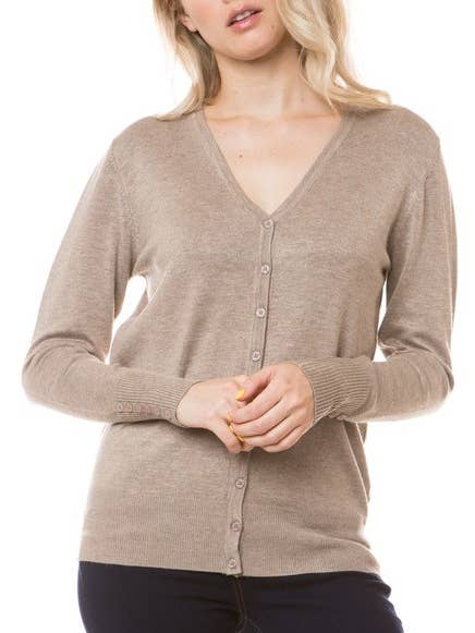 Cardigan boutonné classique à col en V pour la vente par Newself Collection
