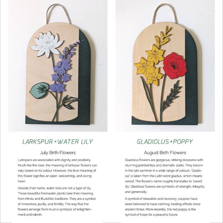 Makery Maven Co. - Wholesale Wall Accent - Birth Flower Wall Art | Individual Months of Collection5