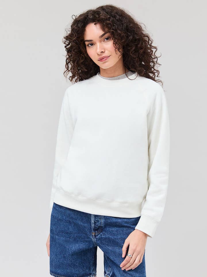 Womens Recycled Fleece Classic Sweatshirt - Recycled Fleece - Coconut Milk for wholesale by Andie Swim