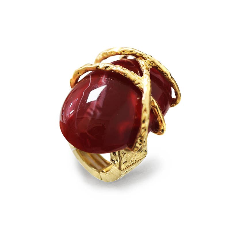 AMORINO SRL - Wholesale Single Stone/Solitaire Ring - LARGE ELASTIC RING WITH OVAL RESIN STONE - NY2488B8906