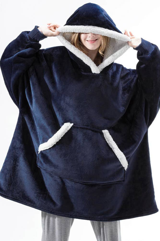 UNISHE - Wholesale Robe - Women's - Hooded Fluffy Robe Blanket with Pockets ZZKF2275