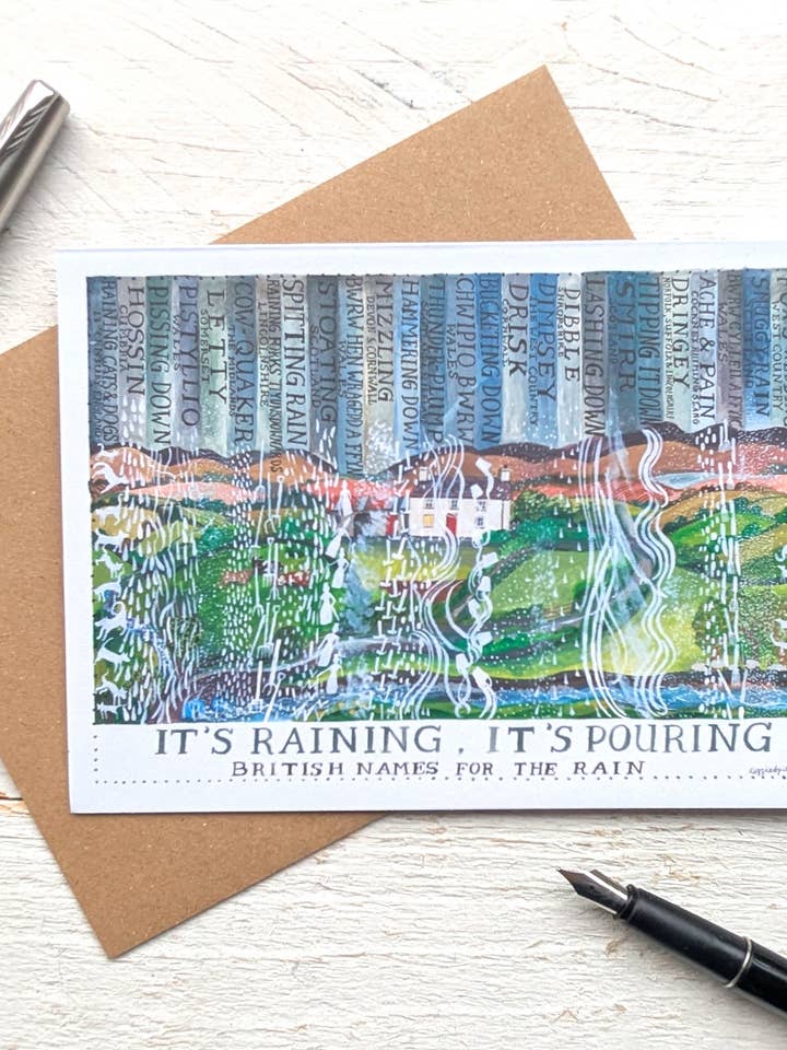 Carte de vœux grand format "Il pleut, il mouille" pour la vente par Driftwood Designs