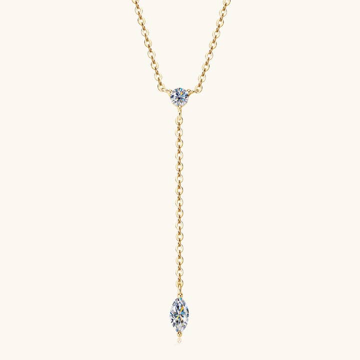 Perimade & Co. LLC - Wholesale Y-Neck/Lariat Necklace - Marquise Moissanite Drop Y Necklace in 925 Sterling Silver