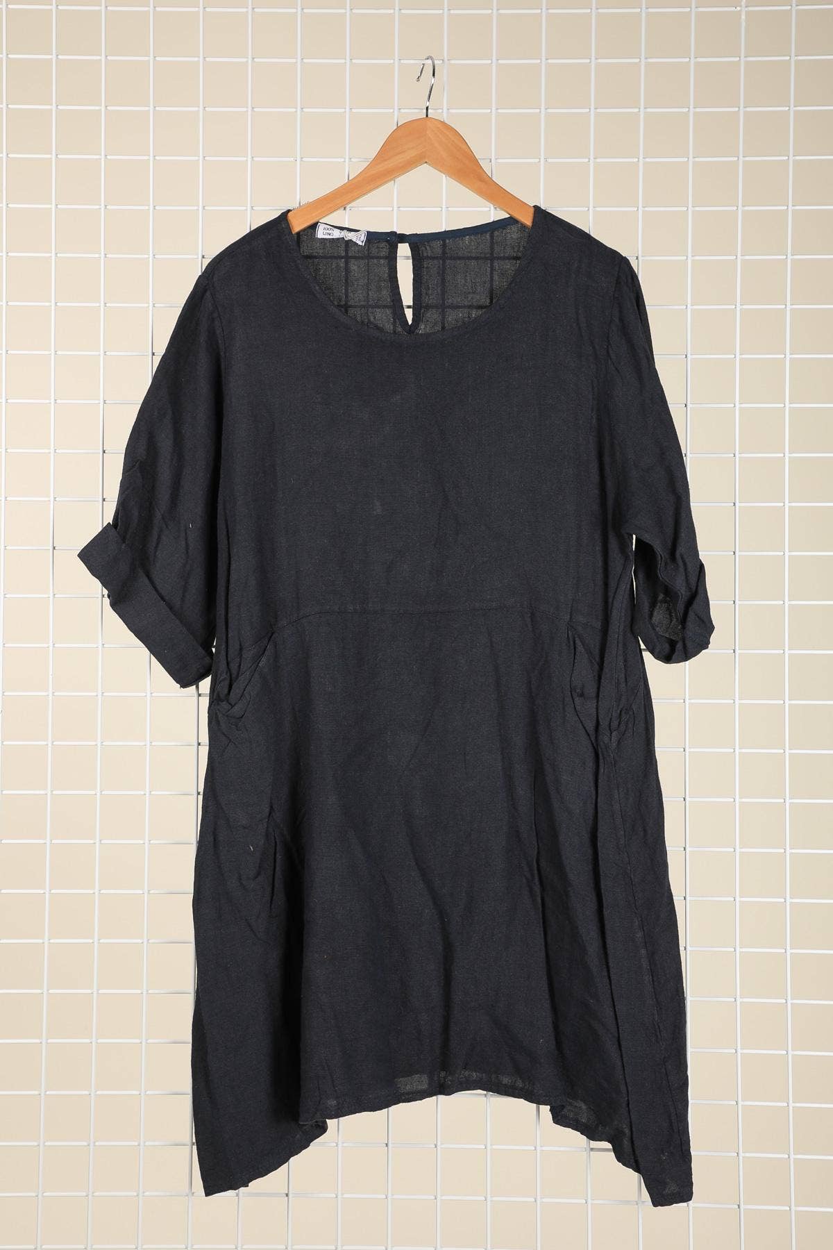 la maison des fibres naturelles – Engroshandel Kjole - Dame – Kort hørkjole med rund hals i 100 % hør 671921