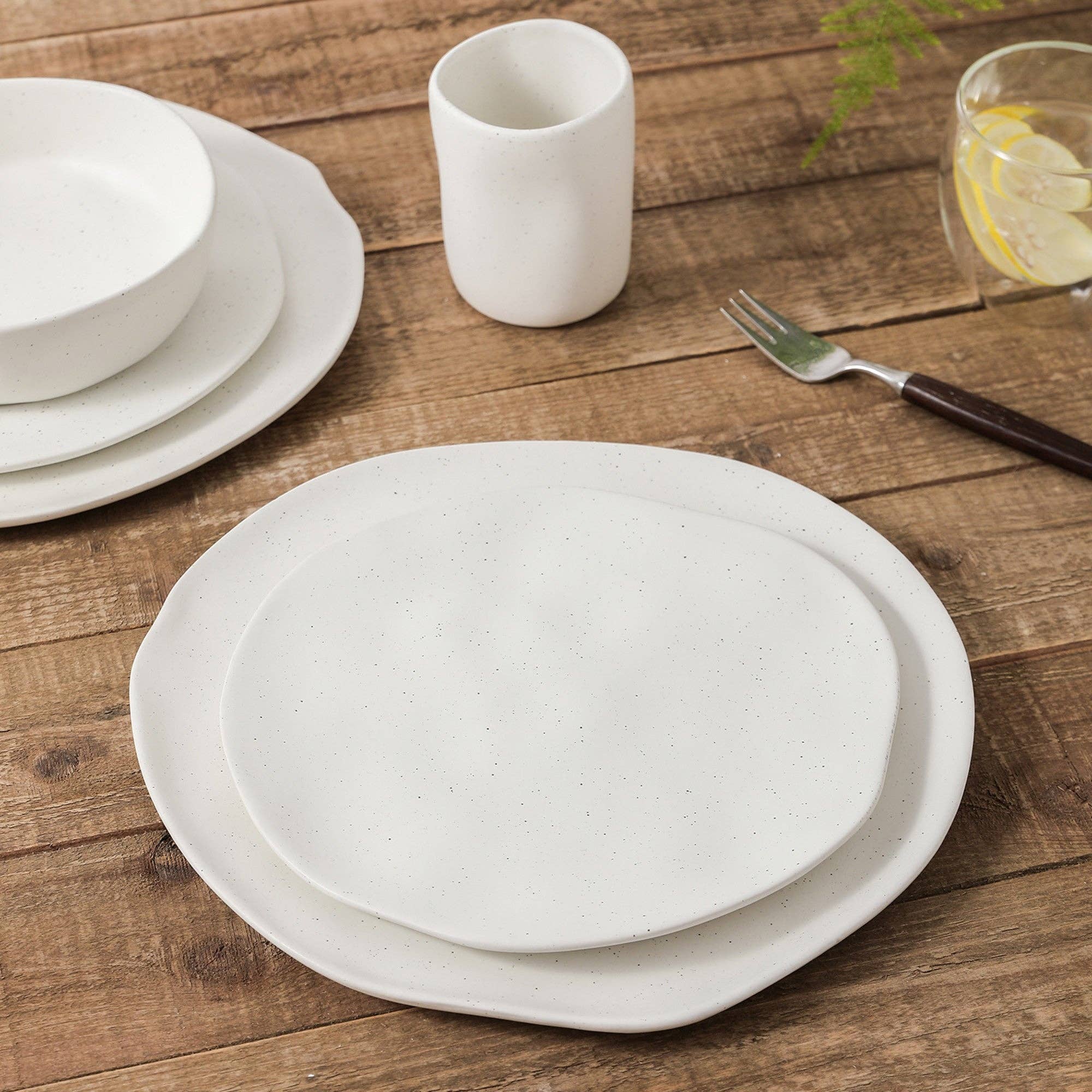 Stone  Lain - Wholesale Dinnerware Set - Hekonda Stoneware Dinnerware Set - White Speckled6