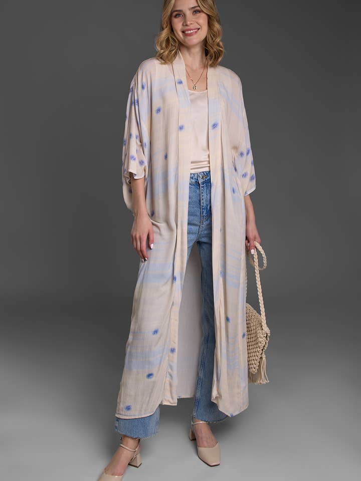 Soft Blue Dot Kimono for wholesale by SAACHI