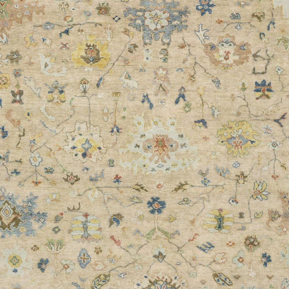 HomeRoots - Wholesale Area Rug - 2' X 3' Beige Blue And Yellow Wool Oriental Hand Knotted Area Rug With Fringe4