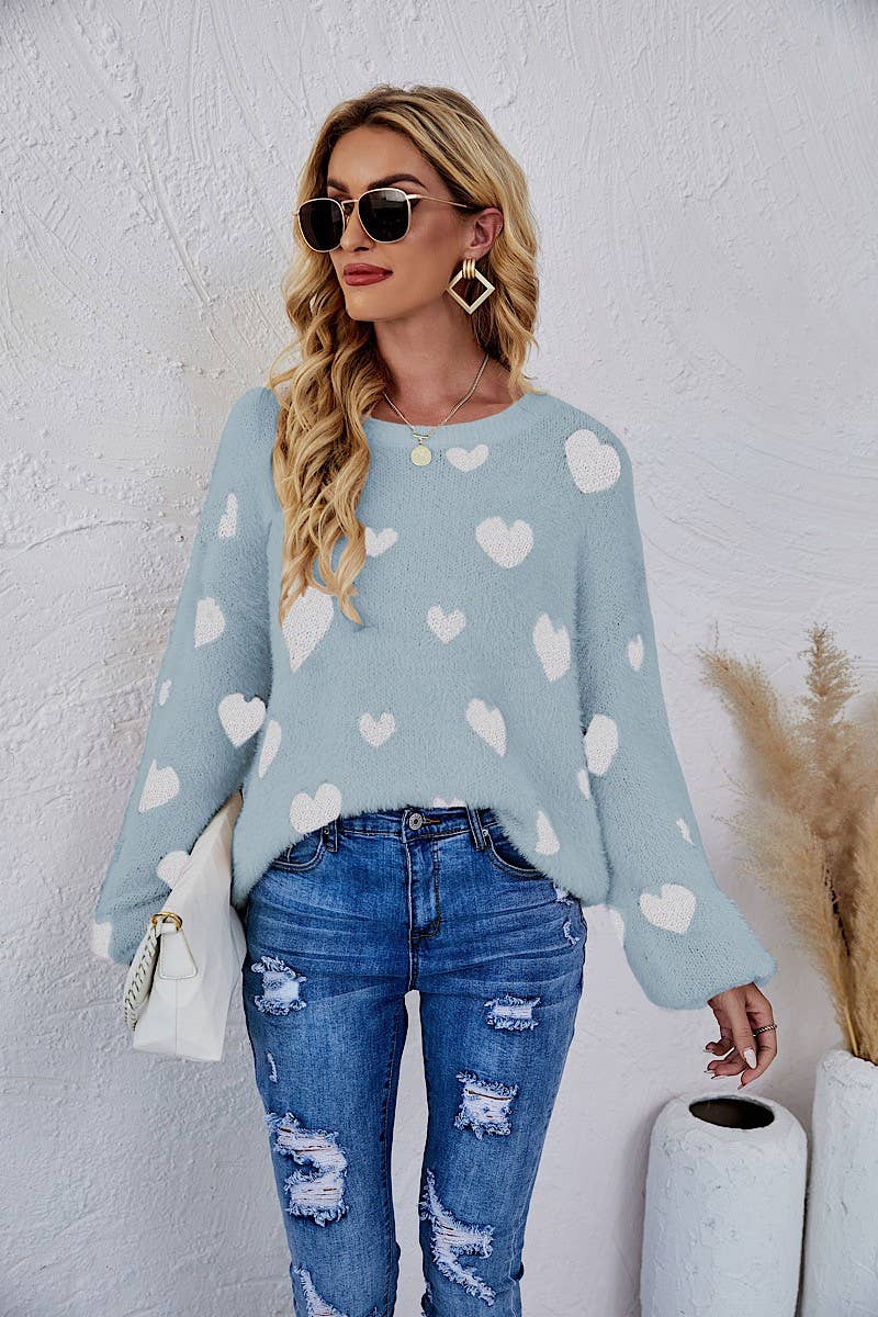 Miss Sparkling - Wholesale Knit Sweater - Women's - All over heart sweater6