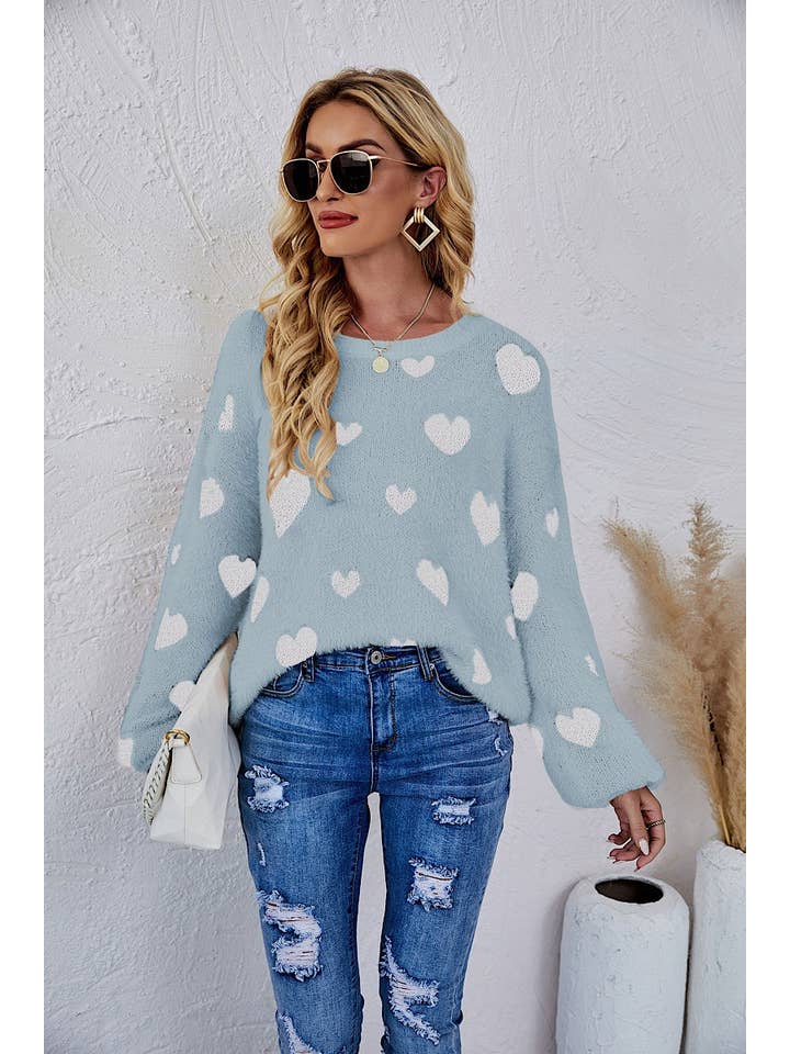 Miss Sparkling - Wholesale Knit Sweater - Women's - All over heart sweater6