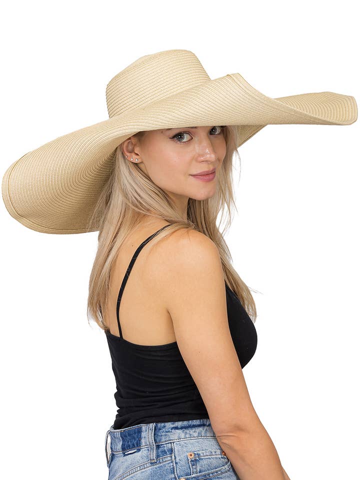 Wired Extra Wide Brim Paper Straw Floppy Sun Hat for wholesale by Cap Zone
