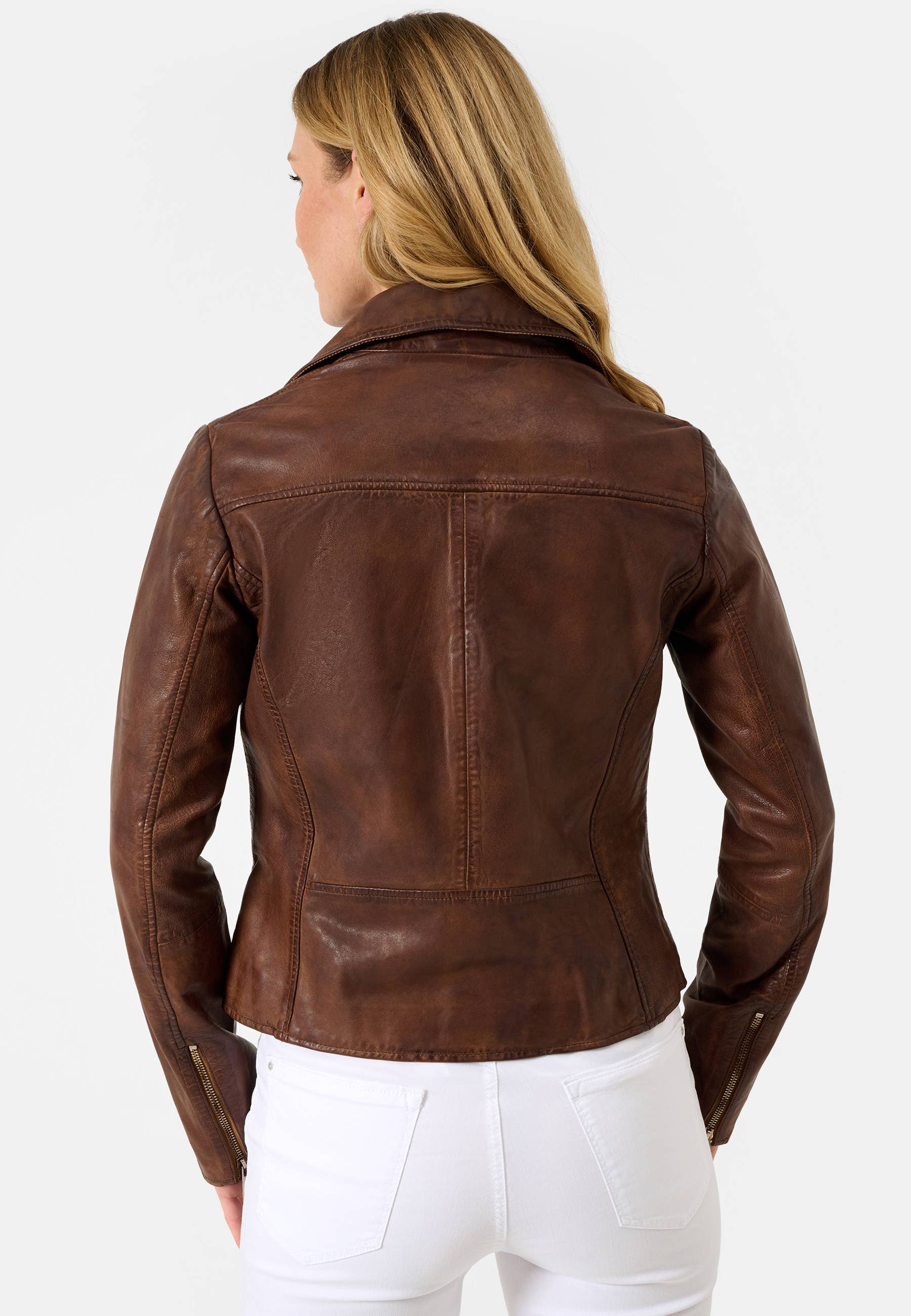 Ricano - Venta al por mayor Chaqueta de cuero - Mujer - Chaqueta biker de cuero de cordero para mujer Antonia con cuello de solapa17
