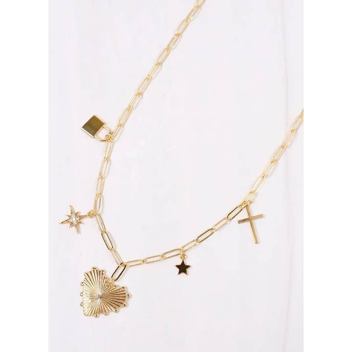 Caroline Hill - Wholesale Pendant/Charm Necklace - Haney Charm Necklace GOLD