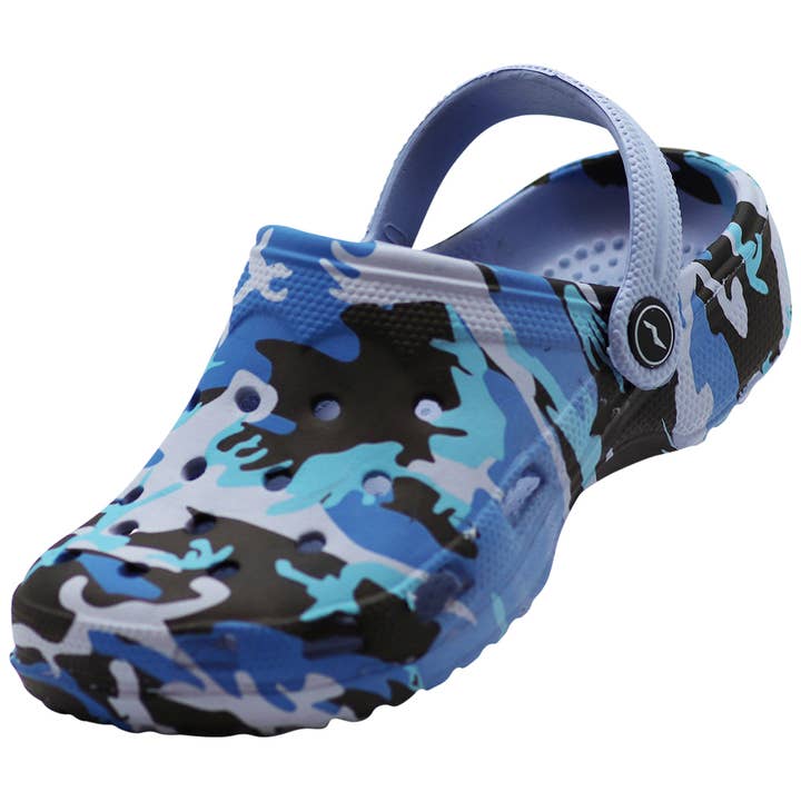 Norty Kids Toddler 6 - Kids 4 Clog Blue Camo C1080G Prepack for wholesale by The Norty Brand