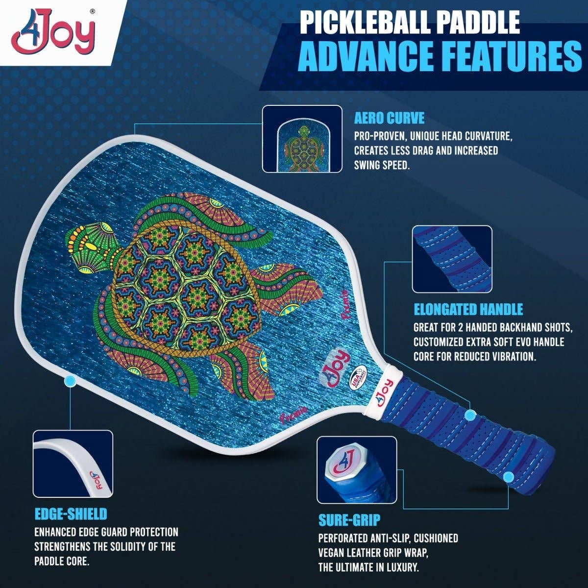 4JoyPaddles - Wholesale Sporting Accessories - Turtle 4Joy Pickleball Paddle Premio Series5