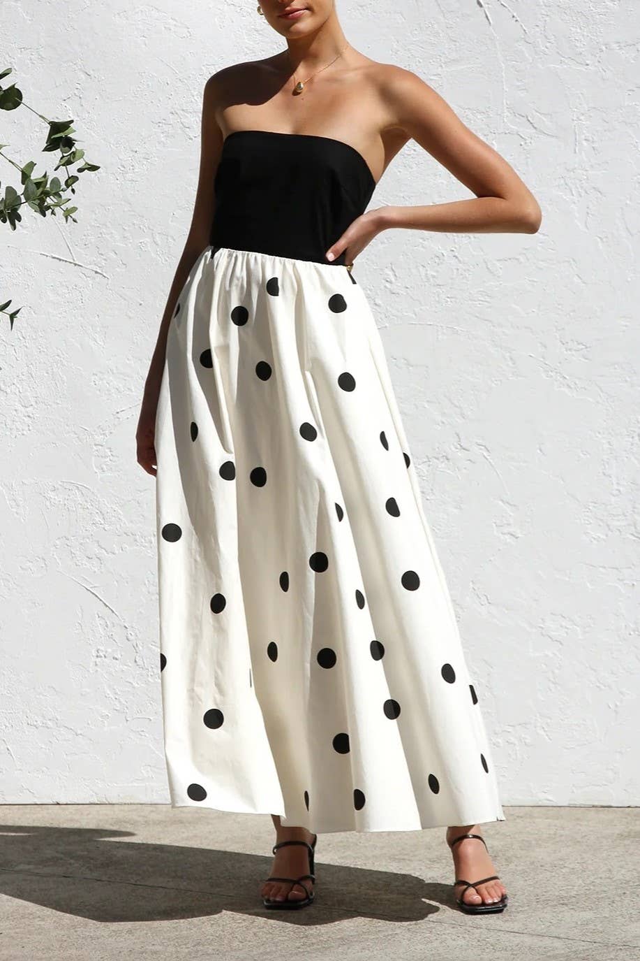 white Polka Dots Bandeau tube strapless dress for wholesale on Faire2