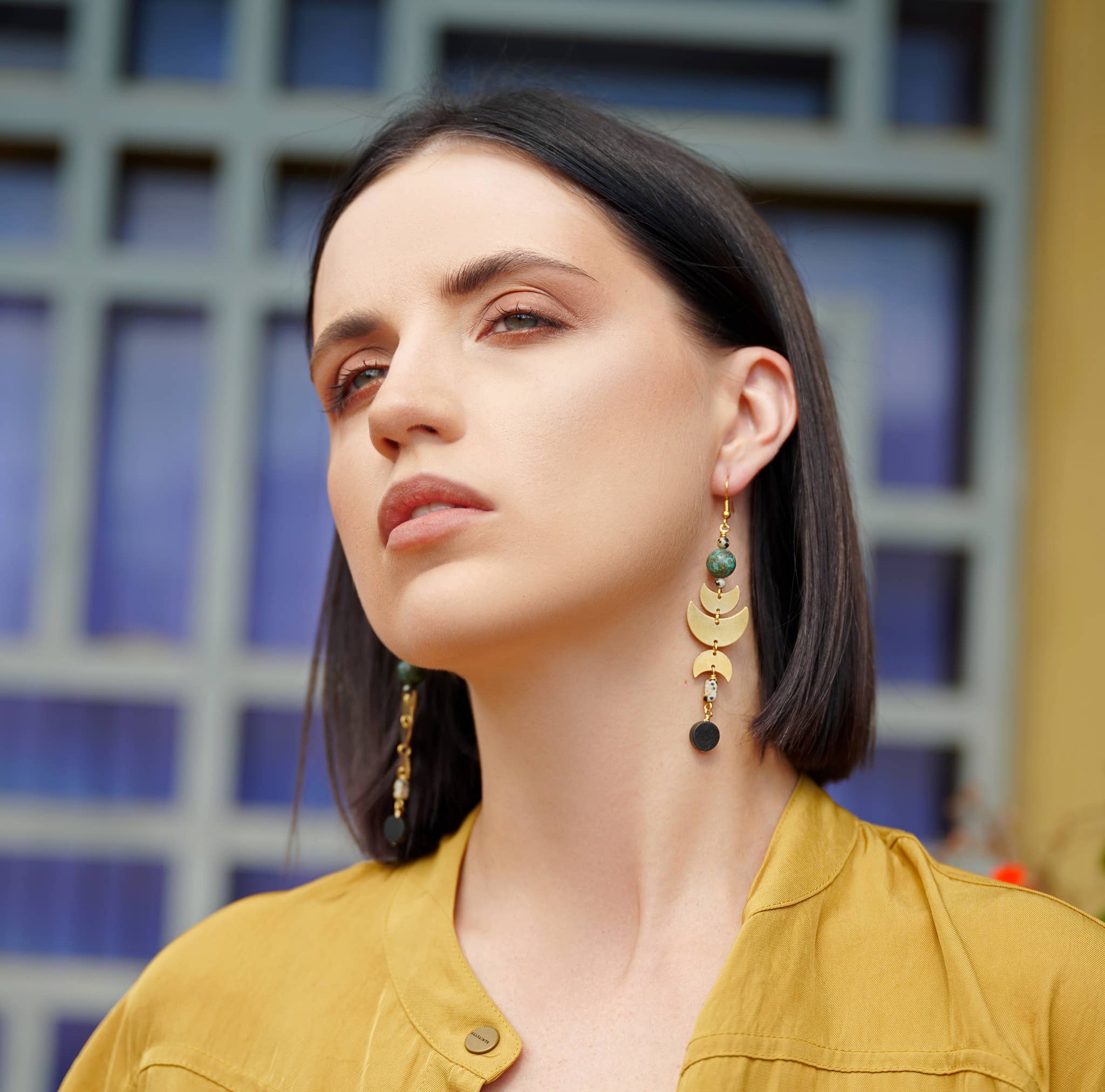 XTRA by Stacey - Vendita all'ingrosso Orecchini pendenti - The Urbana Earring - Orecchino a fasi lunari in ottone turchese1