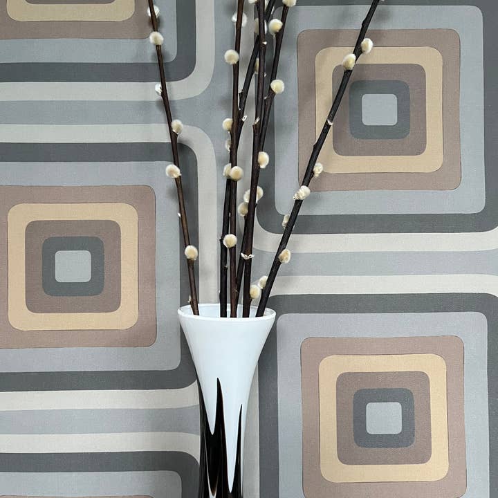 Retro Square Wallpaper, Grey / Tan for wholesale by Sharon Jane Studio