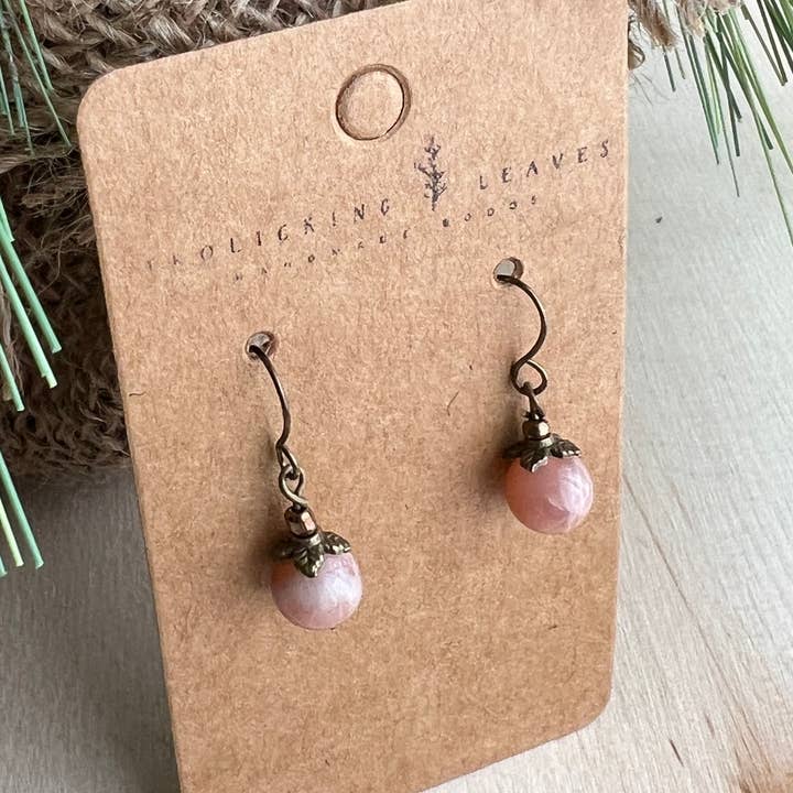 Frolicking Leaves - Wholesale Dangle Earrings - Sunstone & Bronze Earrings