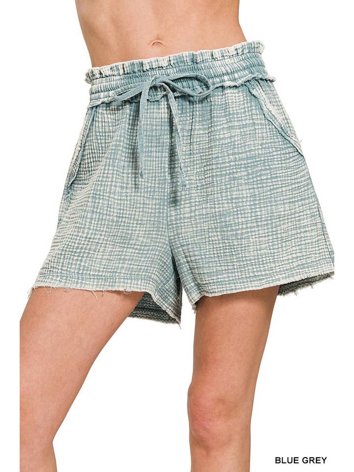 Vanilla Monkey – Calções – Mulher por atacado – Calções Lavadas com Gaze Dupla com Bainha Desfiada1