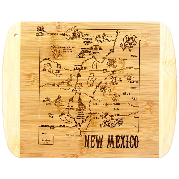 A Slice of Life New Mexico Cutting & Charcuterie Board for wholesale by Totally Bamboo