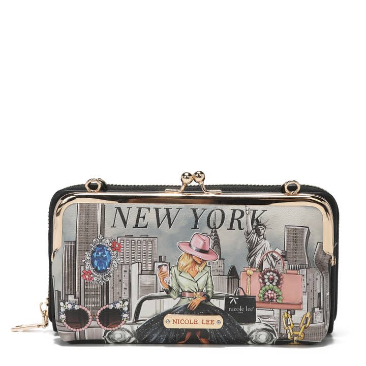 Nicole Lee USA - Wholesale Wallet - Women's - PRINTED KISS LOCK CROSSBODY WALLET1