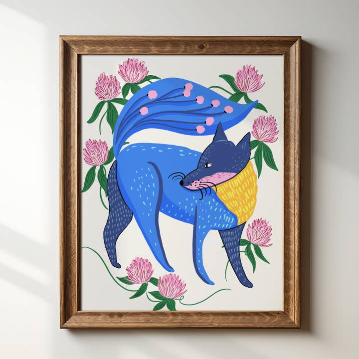 Tara Reed - Wholesale Art Print - "Fox & Clover" - 8" x 10" Art Print