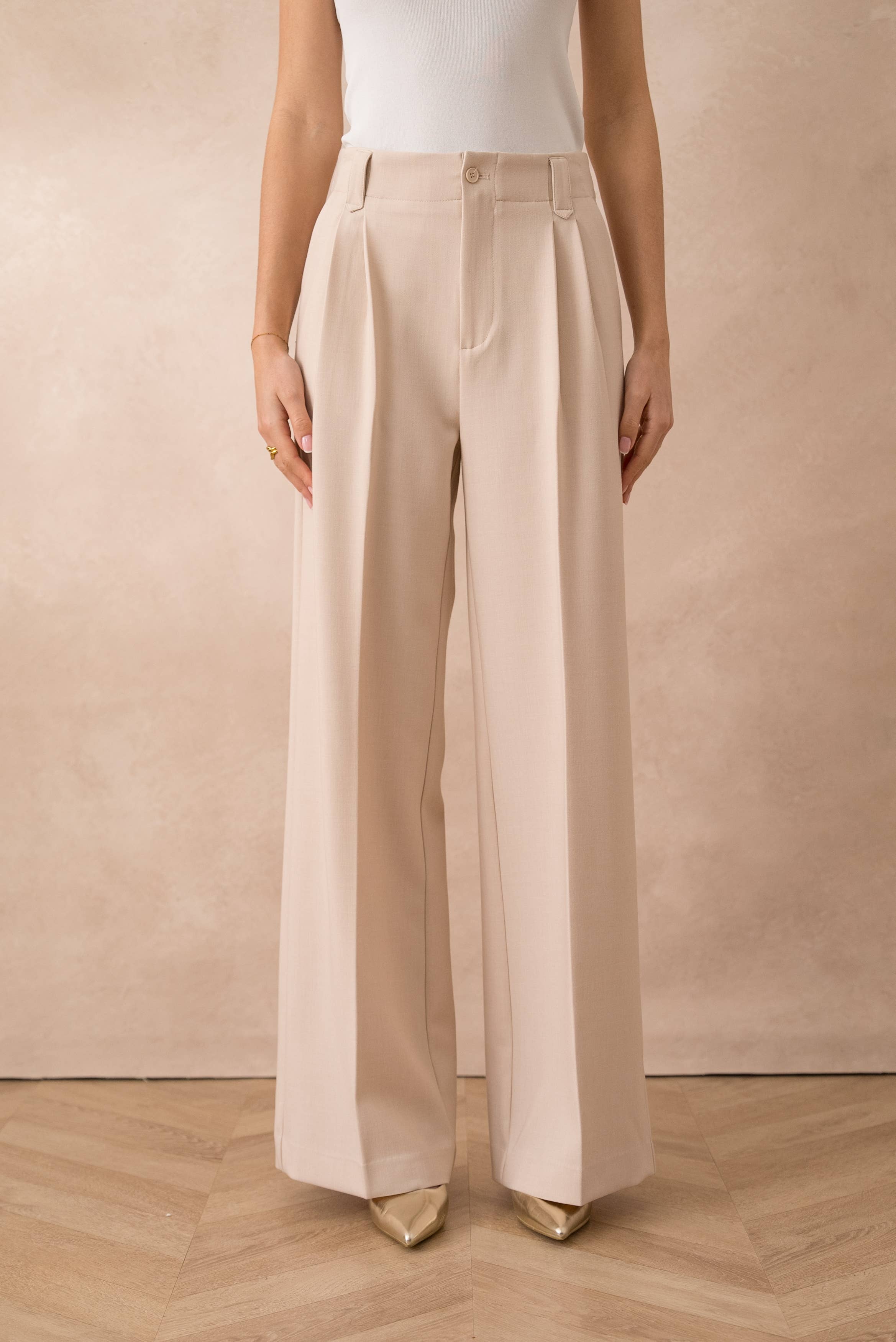 Attentif Paris - Vendita all'ingrosso Pantaloni eleganti - Donna - [Aura] Pantaloni ampi a vita alta con pinces22