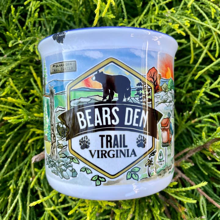 Sweetgum Studio - Wholesale Coffee Mug - Stoneware Distressed Mug with Blue Trim 14 oz.38