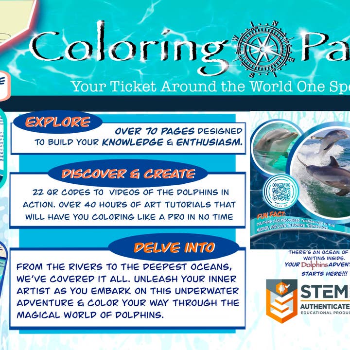 Love Kathleen Productions – Engroshandel Malebog - Børn og baby – Coloring Passport Dolphin Edition 1 Alder 5-12517