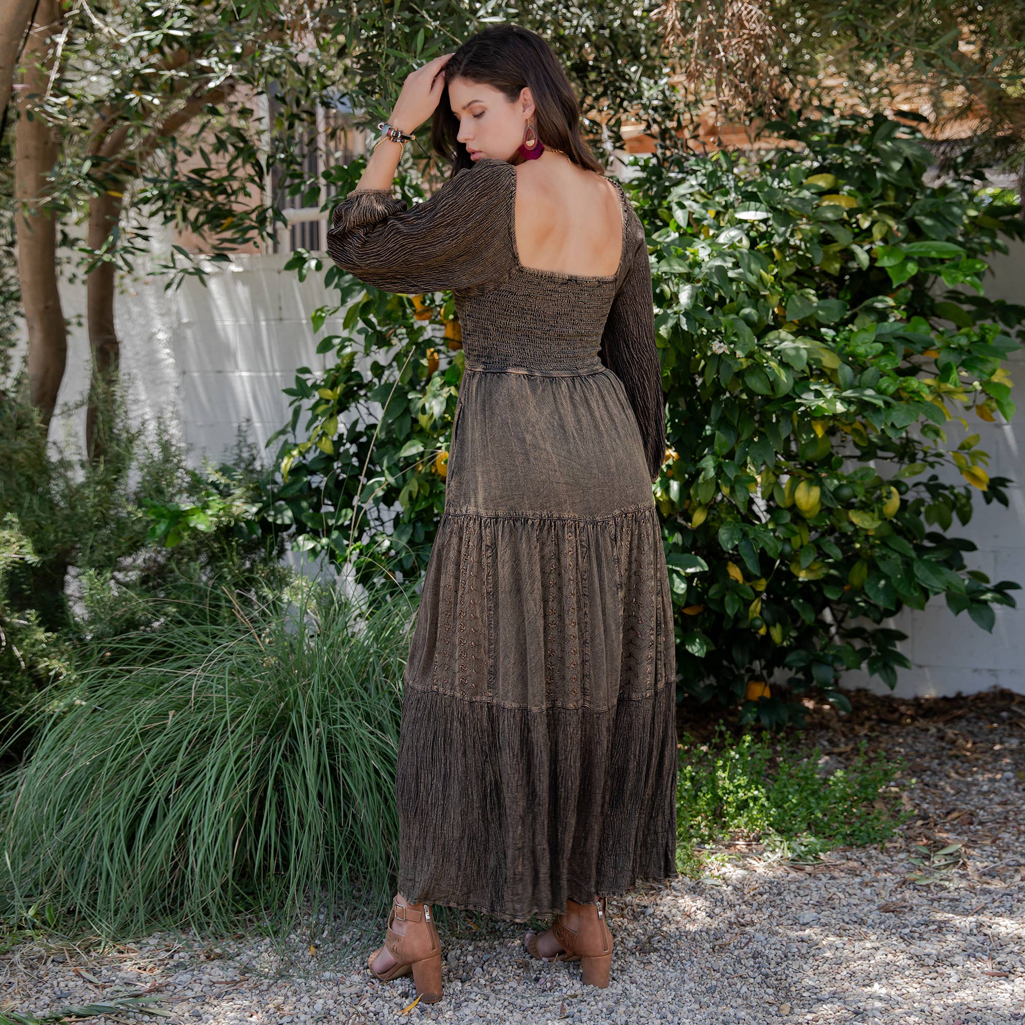 Young Threads - Wholesale Dress - Women's - Embroidered Empire Mid-Length Dress (New Color)1