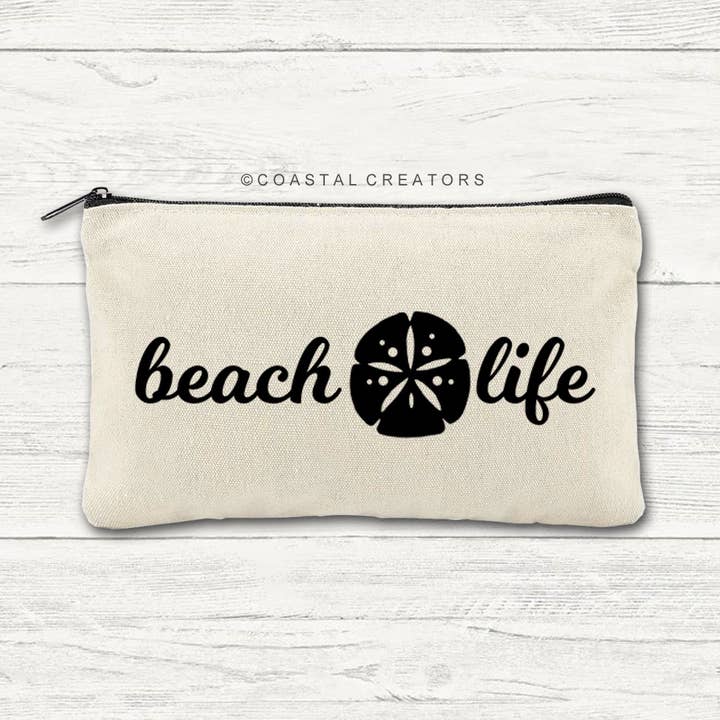 Coastal Creators of Connecticut - Wholesale Pouch - Unisex - Beach Life Sand Dollar Canvas Zipper Pouch