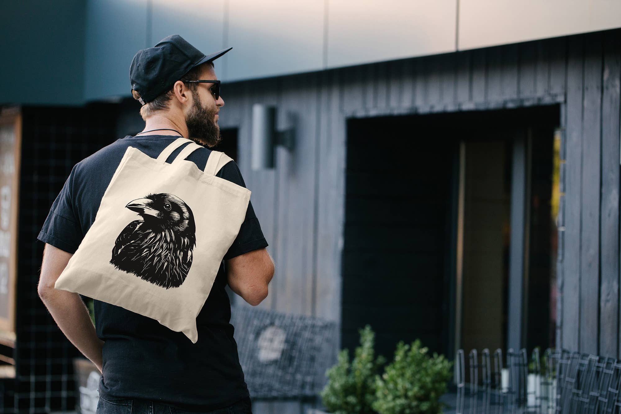 Our Wild Puget Sound - Wholesale Tote Bag - Unisex - Raven Portrait Printed Organic Cotton Tote Bag1