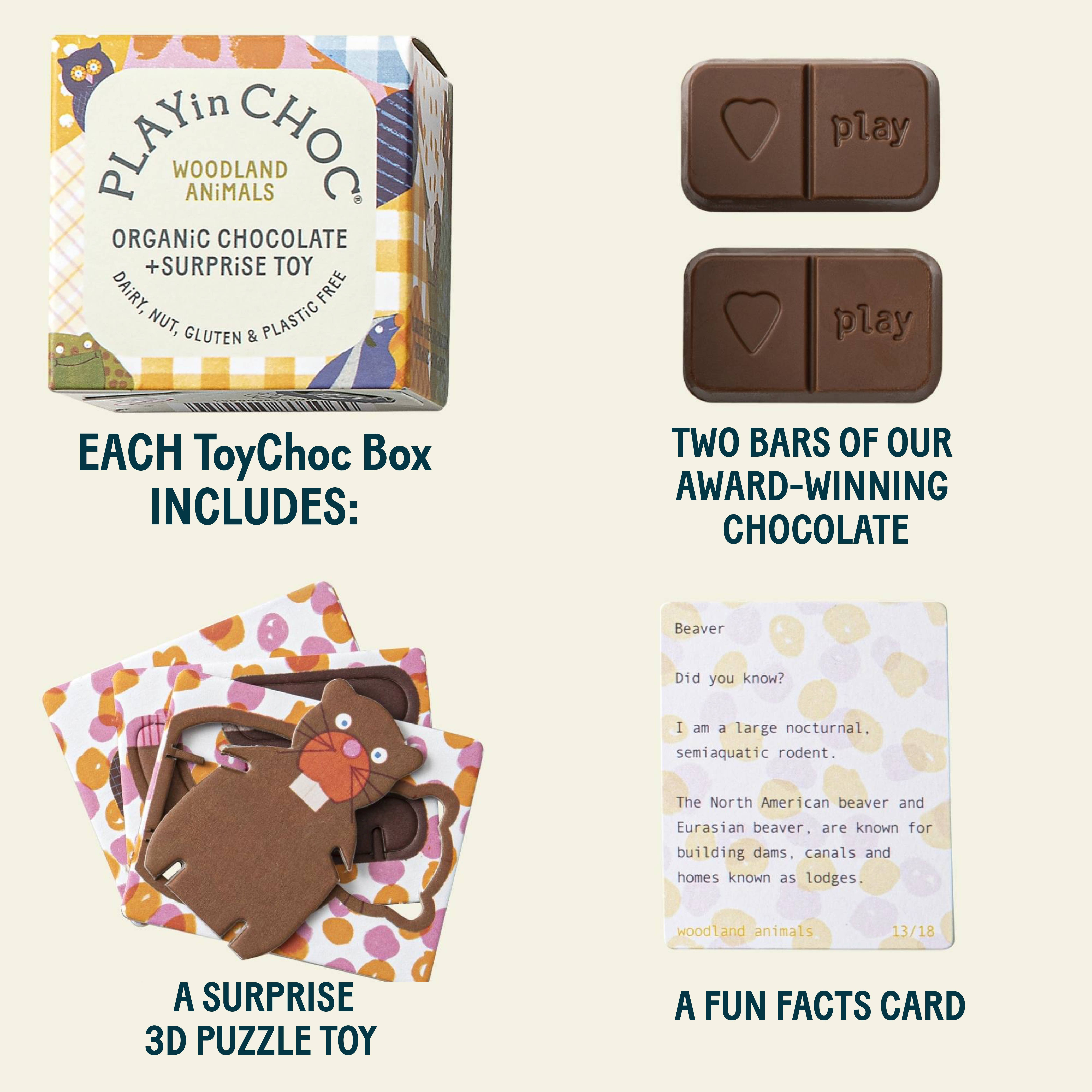 PLAYin CHOC – wholesale Chocolate box – ToyChoc Box® (x18) WOODLAND ANiMALS3