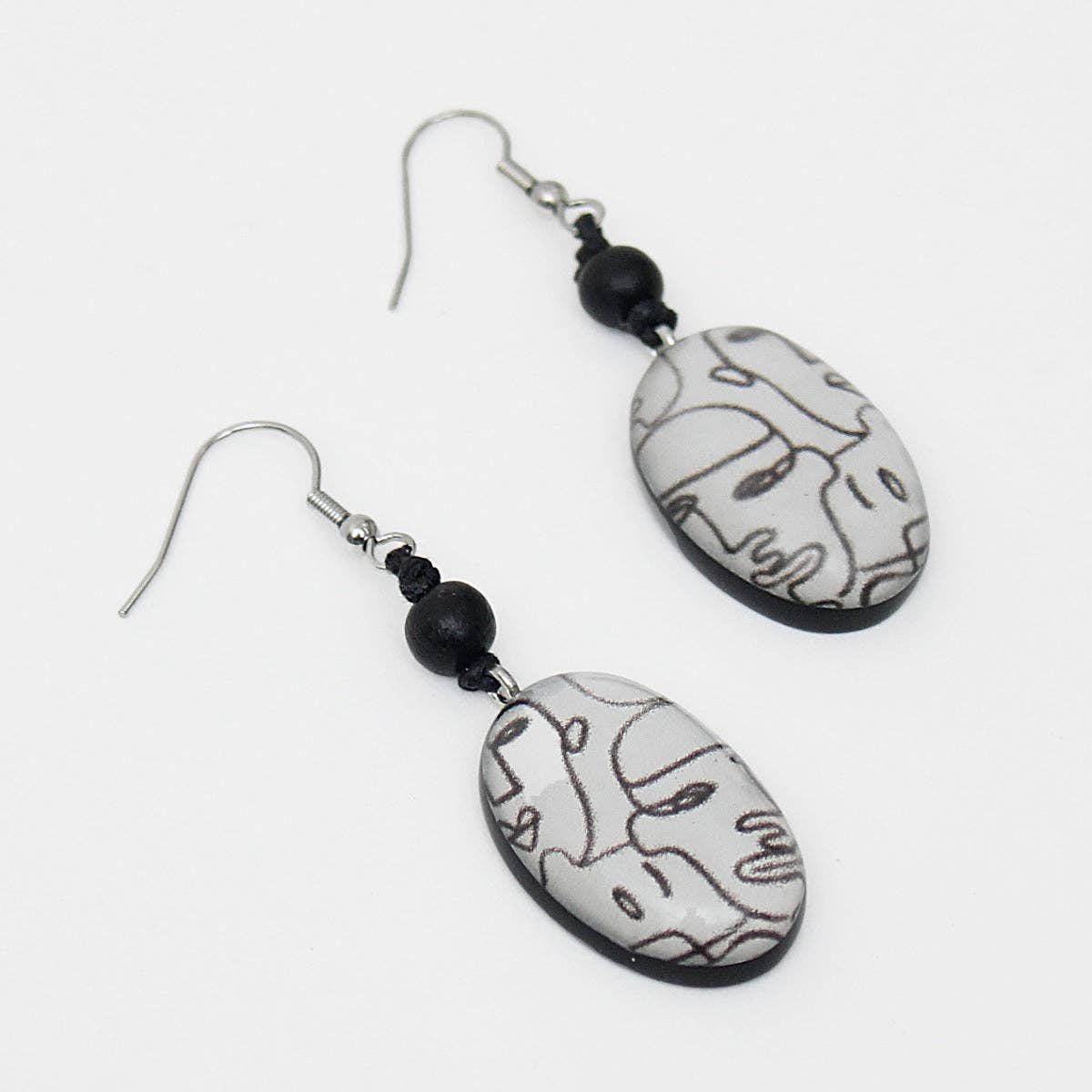 Sylca Designs - Wholesale Dangle Earrings - Black and White Faces Earrings1