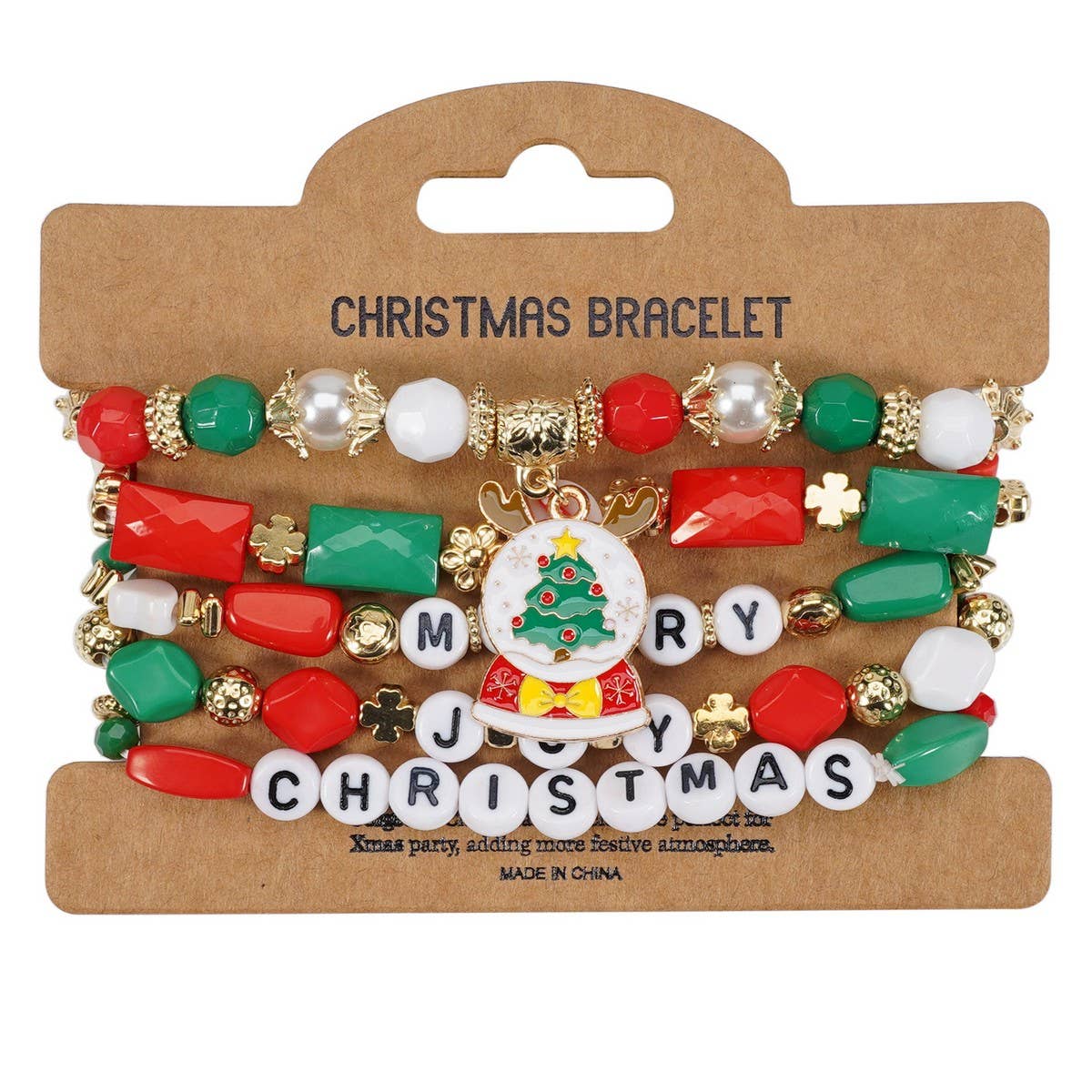 NINEXIS - Wholesale Beaded Bracelet - CWMM10448_CHRISTMAS CHARM BEADED BRACELET SNOWMAN TREE GIFT14