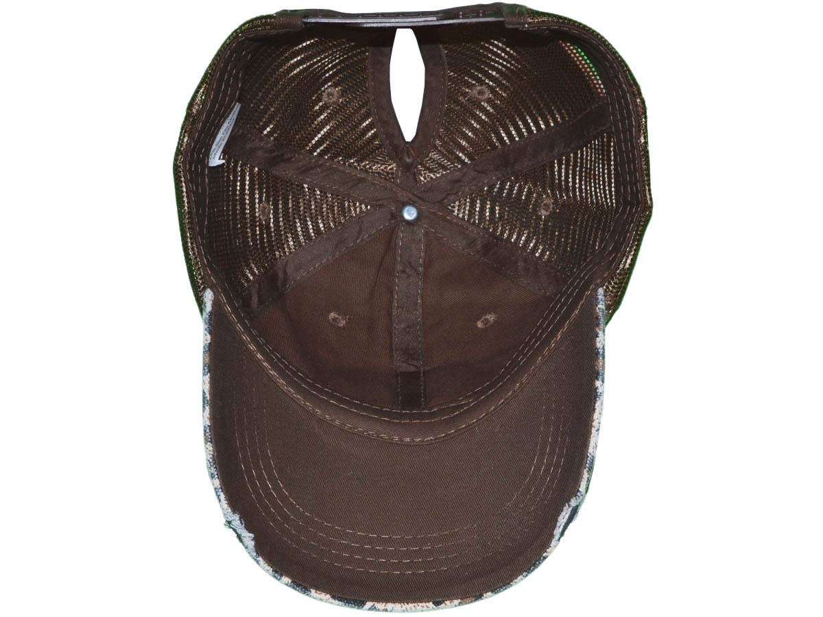 Buck Wholesale - Vendita all'ingrosso Cappello per coda di cavallo - Donna - Cappelli da camionista leopardati a coda di cavallo - Morbidi non strutturati, vintage6