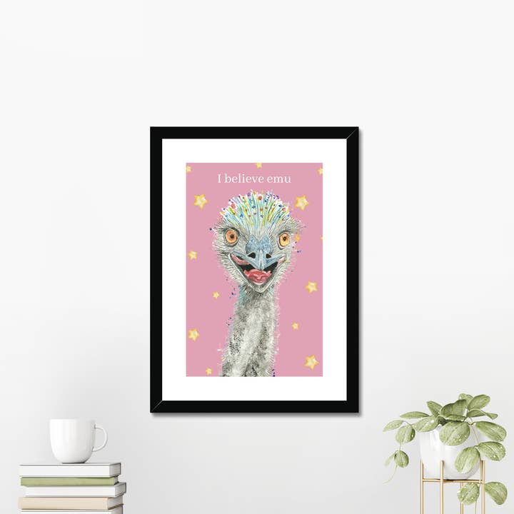 Credo Emu | Stampa d'Arte Murale Animale | Opera d'Arte Casa Natura per la vendita all'ingrosso da parte di Jen Winnett Eco Artist