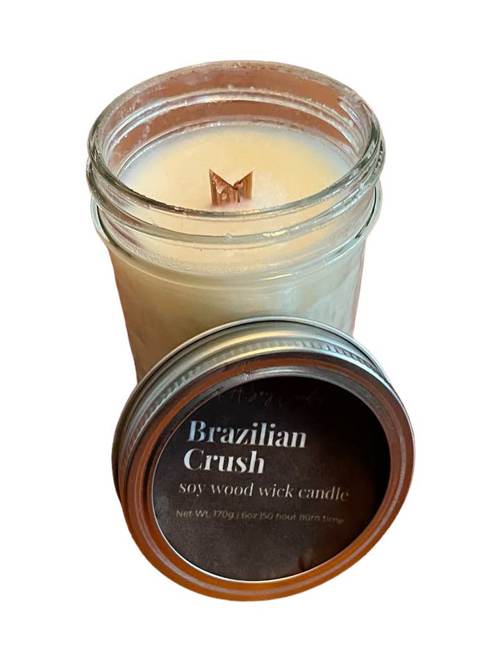 Brazilian Crush Vegan, Soy & Wood-Wick Candle - 14 Oz for wholesale by C & A Soy Candles, LLC