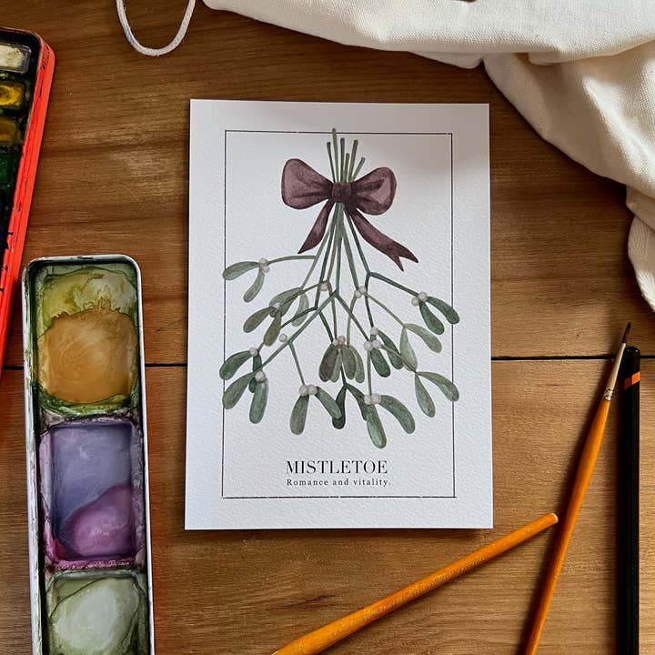 Mistletoe Mini Print with Meaning for wholesale by Pippin Prints