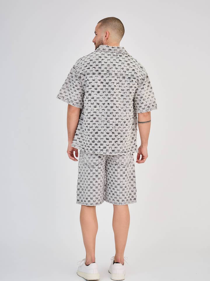 TOP MONDAY - Wholesale Top & Short Set (NOT Loungewear) - Men's - Gray Patterned Jeans Set3