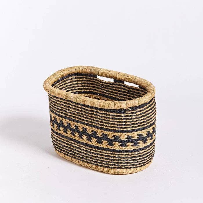 The African Home Goods - Wholesale Basket - Bike Bicycle Basket- Black Stripes