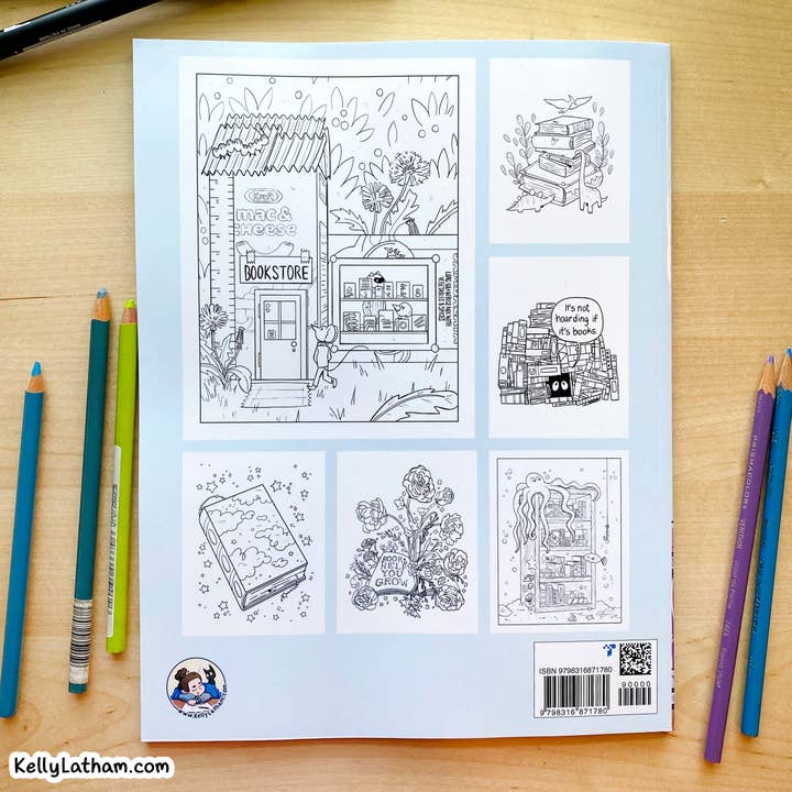 Kelly Latham Art - Wholesale Coloring & Activity Book - Adult - Bookish Daydreams - Book Lover Coloring Book Bookstore Gift1