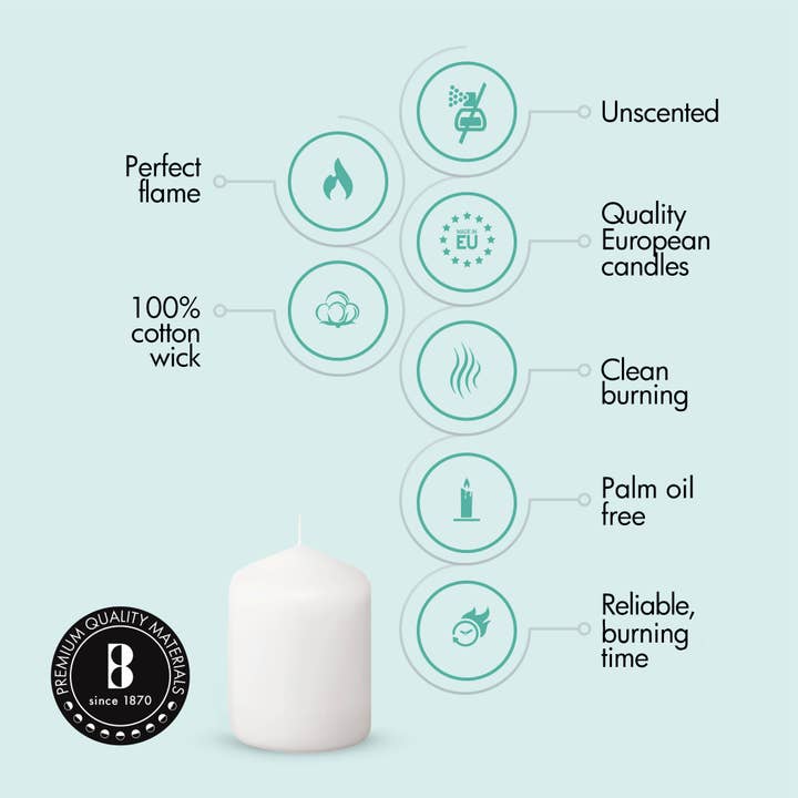 BOLSIUS - Wholesale Pillar Candle - 2.25 X 3" Bulk Pillar Candles Unscented Decor Pillar - White