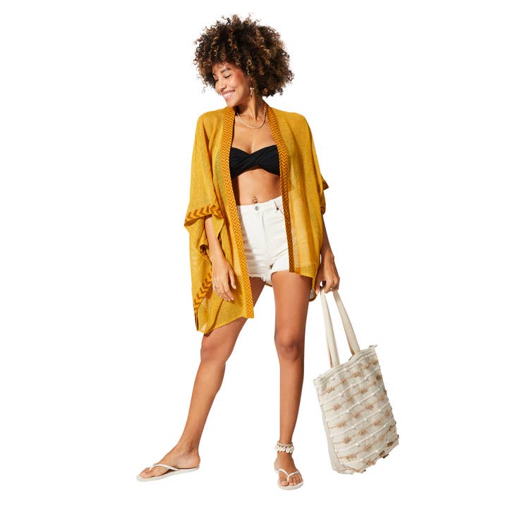 KIMONO SUMMER MID-LONG 3/4 SLEEVES MBK5002D for wholesale by La Mano Boho