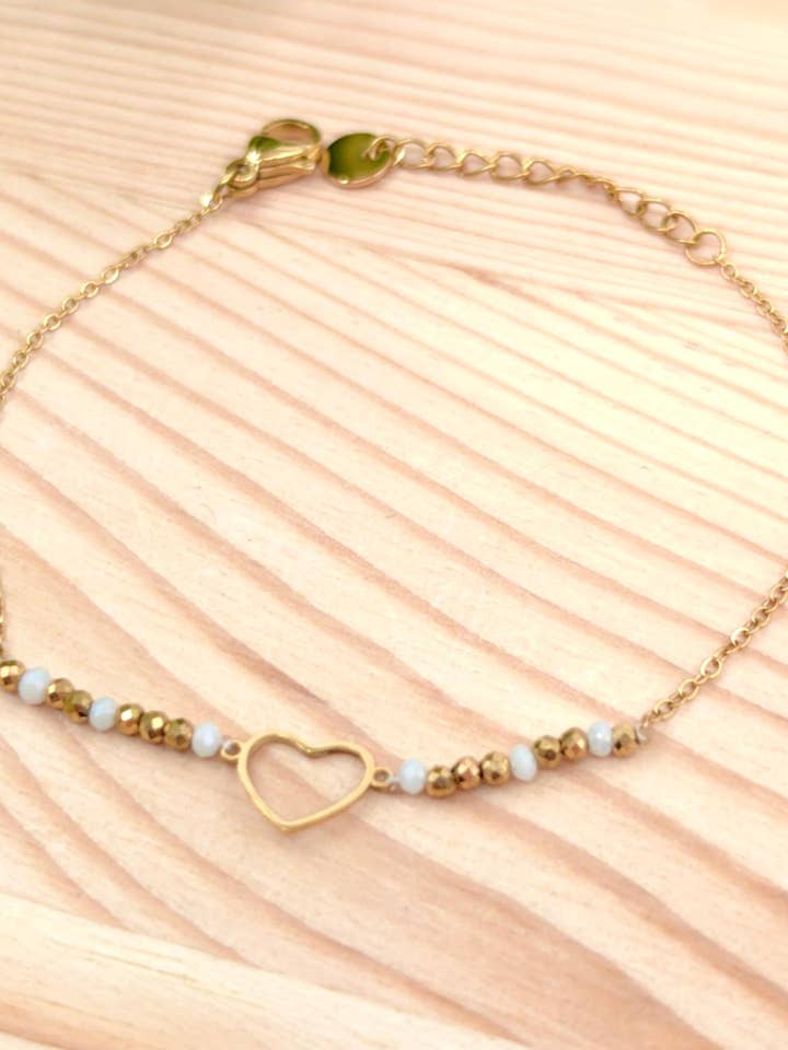 Golden Heart Bracelet in Steel for wholesale by SHEERA