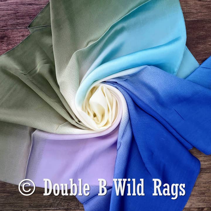 BARGAIN WILD RAG Ombre Dark Blue Purple and Green by Double B Wild Rags Bandana Western Neck Scarf Neckerchief for wholesale by Double B Wild Rags
