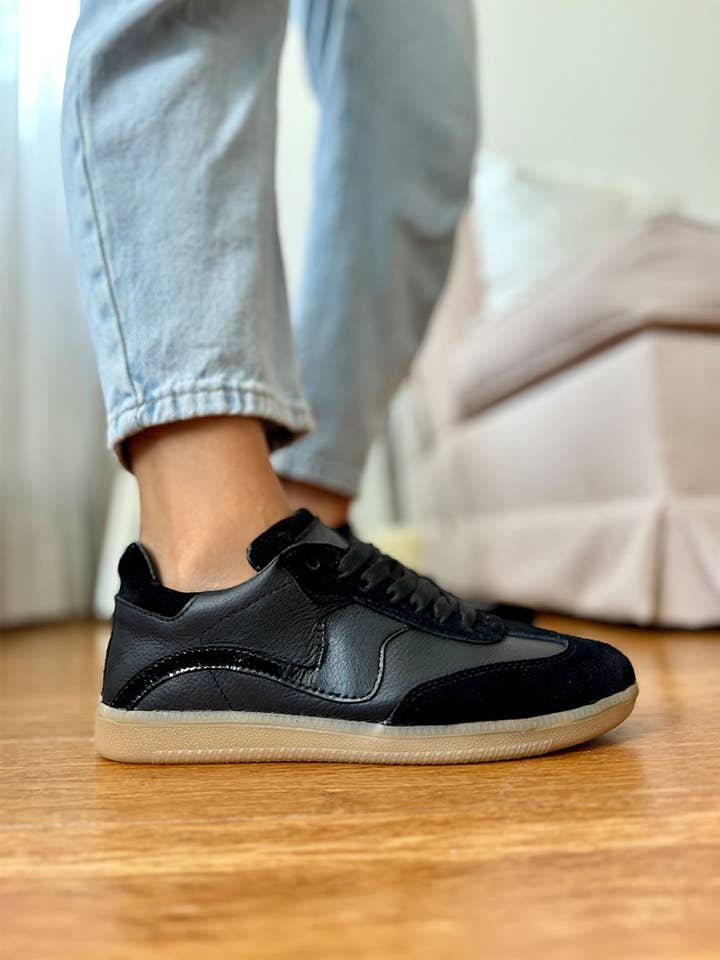 PMK SHOES - Wholesale Lifestyle Sneakers - Women's - Kova - Black - Handmade Cow Leather Sneakers0