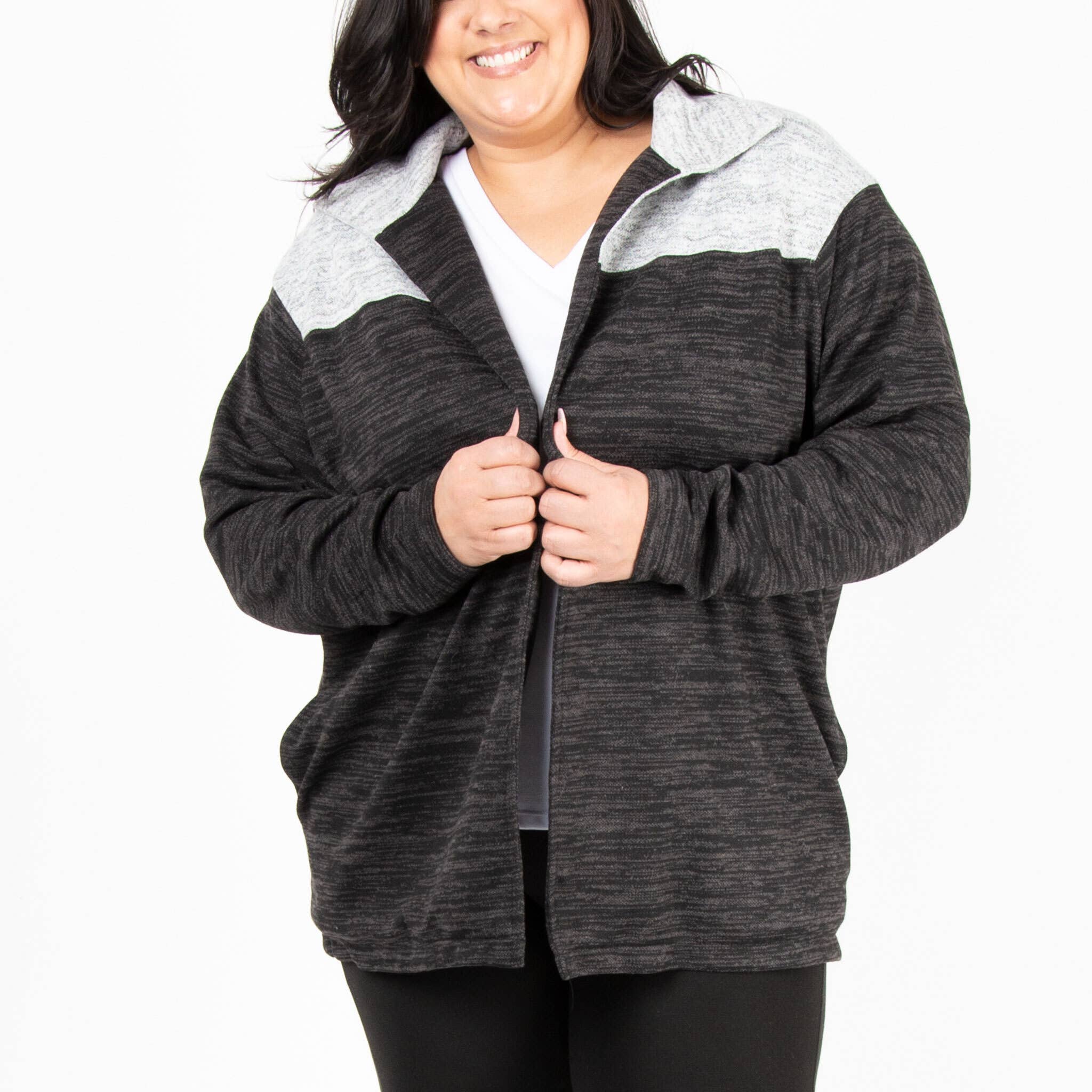 Black Sale - Layla Long Sleeve Melange Fleece Shacket for wholesale on Faire4