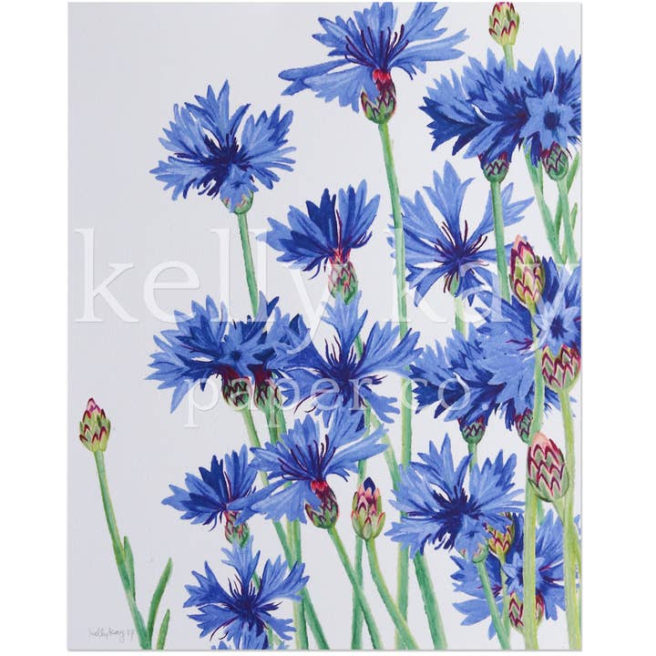 Art Print | Blå Wildflowers for engroshandel hos Kelly Kay Paper Co.